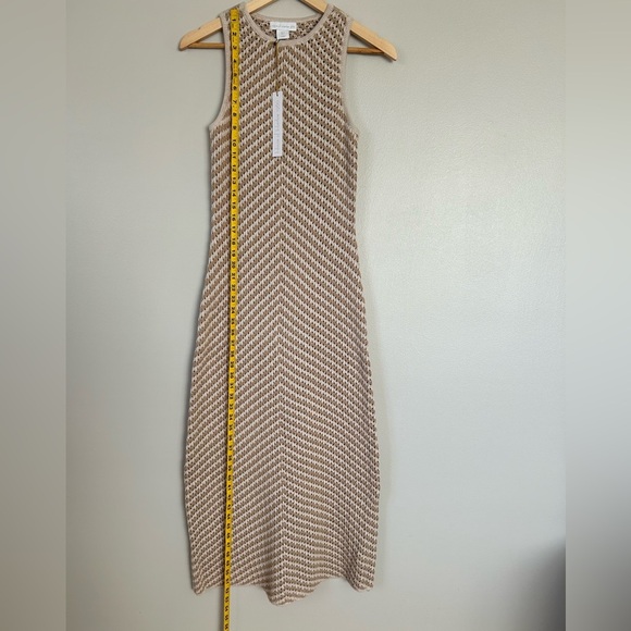 House of Harlow 1960  Khaki/Ivory Sleeveless Tan Knit Maxi Dress Size S - Picture 6 of 10